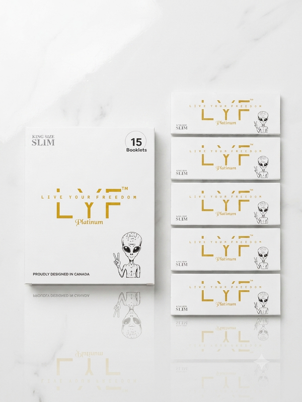 6 Booklets - LYF Platinum King Size Slim Rolling Paper - Ultra-Thin + Tips, Tray & 204 Paper