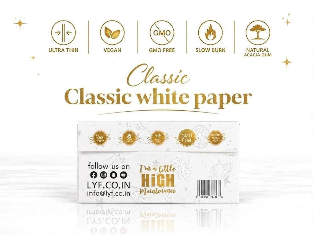 6 Booklets - LYF Platinum King Size Slim Rolling Paper - Ultra-Thin + Tips, Tray & 204 Paper