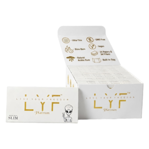 6 Booklets - LYF Platinum King Size Slim - Ultra-Thin + Tips, Tray & 204 Paper