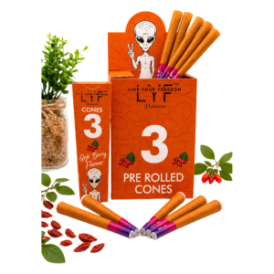 LYF Platinum Pre Roll King Size Cones, Goji Berry Flavour, 109mm, 30 Cones, 10 Packs of 3